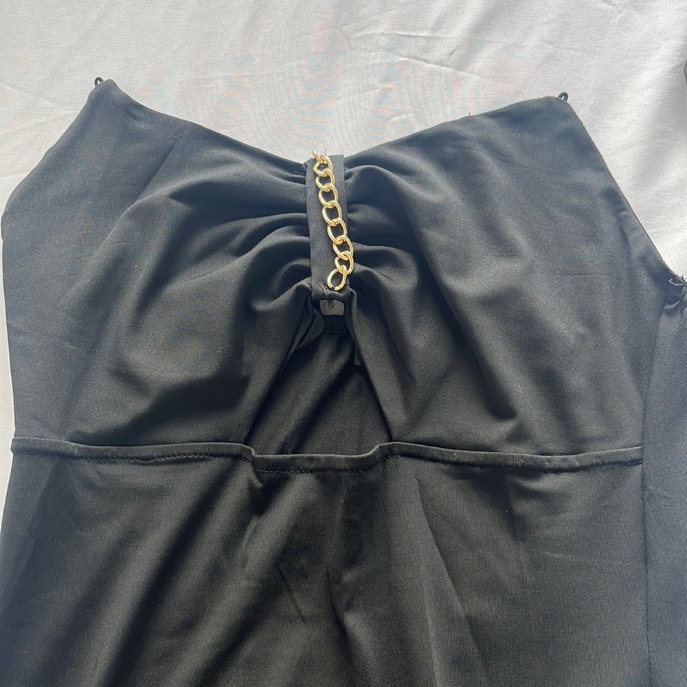 Strapless dress with slit